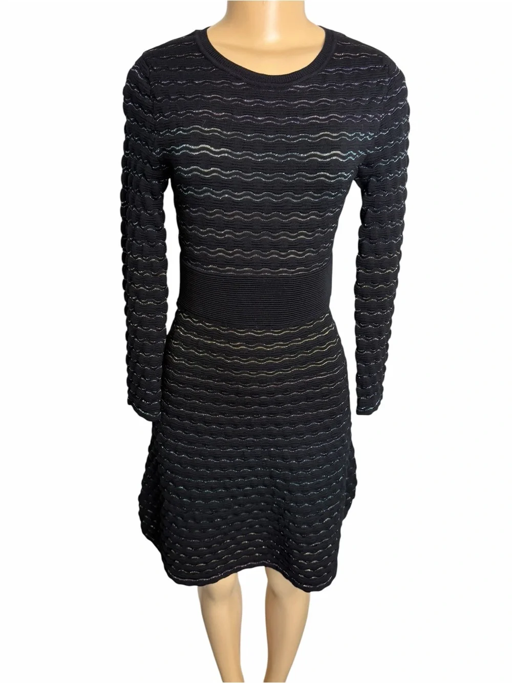 Kate Spade Scallop Shine long sleeve fit flare Sweater Dress size xs